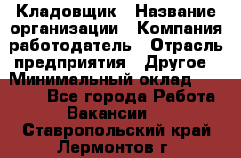 Кладовщик › Название организации ­ Компания-работодатель › Отрасль предприятия ­ Другое › Минимальный оклад ­ 27 000 - Все города Работа » Вакансии   . Ставропольский край,Лермонтов г.